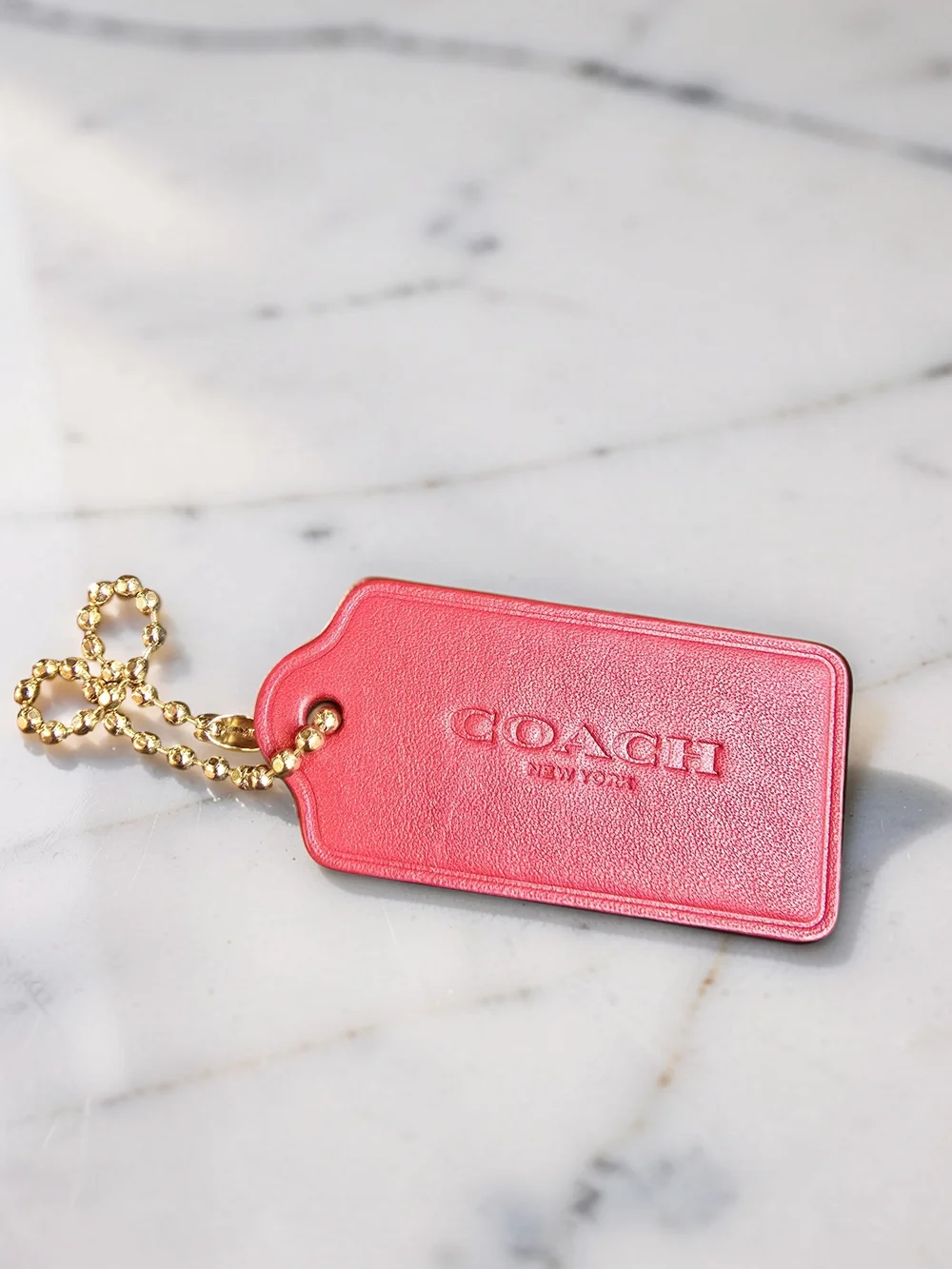 Coach Fuchsia Leather Hangtag - Limited Edition Gold Foil Dog Mascot